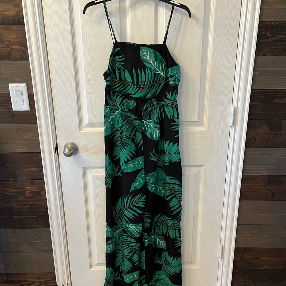 SHEIN Tropical Leaf Print Jumpsuit Size 6